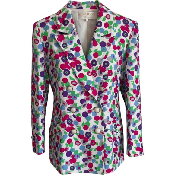 Nina Ricci Jackets & Blazers - Nina Ricci Boutique Vintage Floral Double Breasted Blazer Multicolor Size 9